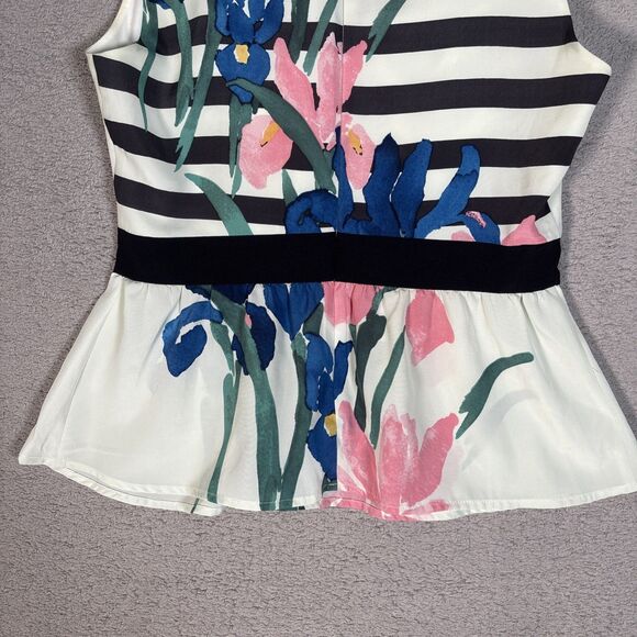 Anthro Corey Lynn Calter Women’s Size 4 Tank‎ Top Peplum Blouse Floral Striped - Picture 11 of 11